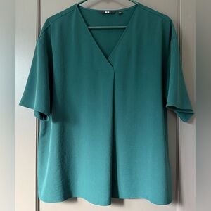 Dark Green V-Neck Women's Top